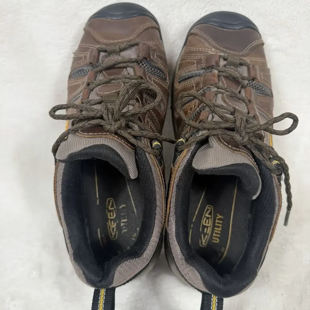 KEEN Flint Utility Work Shoes Men’s 9D Brown Leather Soft Toe ASTM F2892 EH